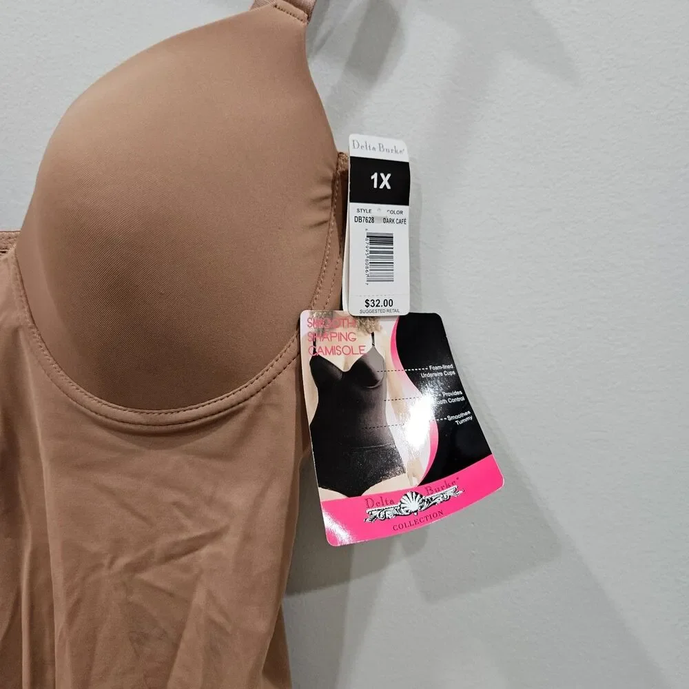 Delta Burke Smooth Shaping Camisole Pack of 2 1X Tan Shapewear Stretch Neutral - Picture 3 of 10